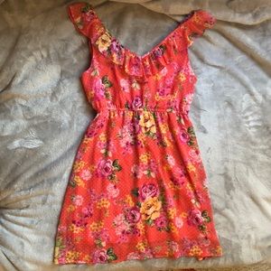 Pink floral and polka dot sundress